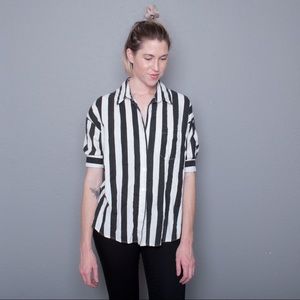 Striped button down.